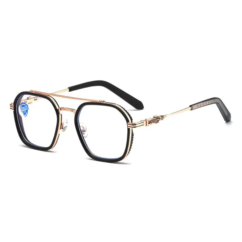 Men's Square Full Rim Titanium Double Bridge Prescription Glasses 82056 — view 9 | Rx Spectacle