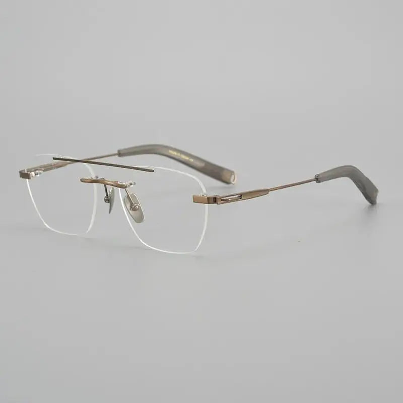 Unisex Square Rimless Titanium Double Bridge Prescription Glasses Dtx419 — view 10 | Rx Spectacle