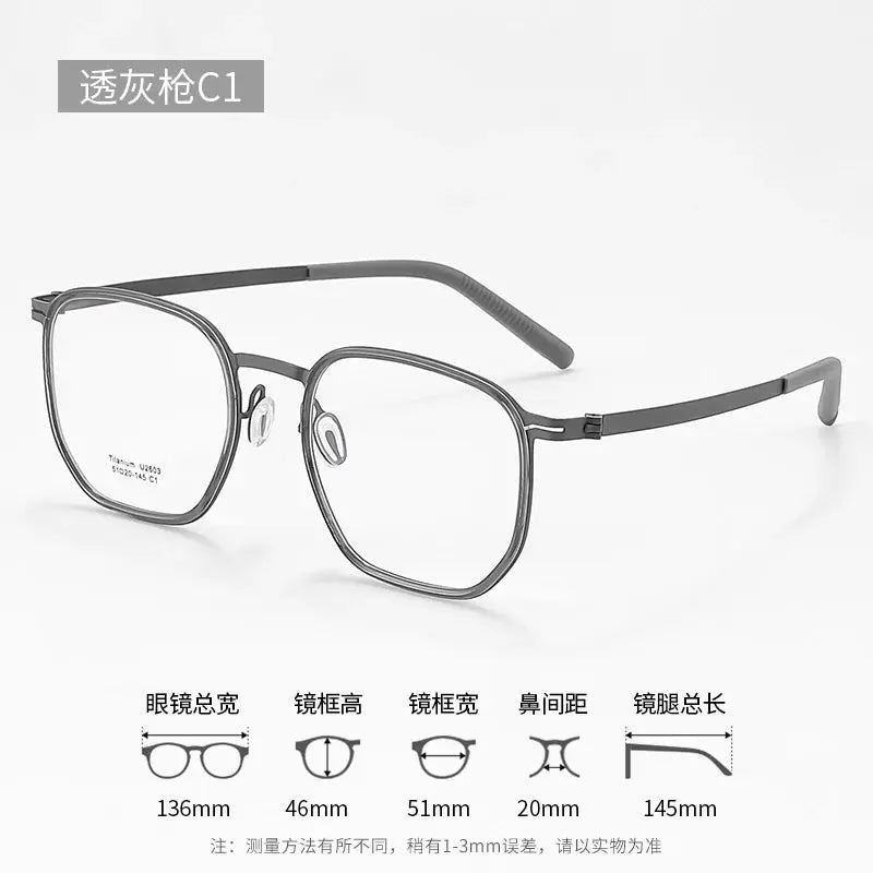 Unisex Square Full Rim Titanium Prescription Glasses J2603 — view 8 | Rx Spectacle