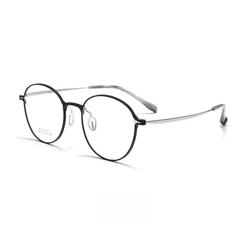 Women's Round Full Rim Titanium Prescription Glasses 99814 — view 5 | Rx Spectacle