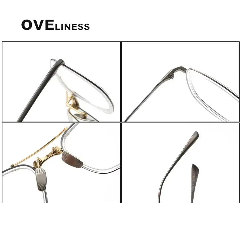 Women's Square Full Rim Titanium Double Bridge Prescription Glasses 13523 — view 4 | Rx Spectacle