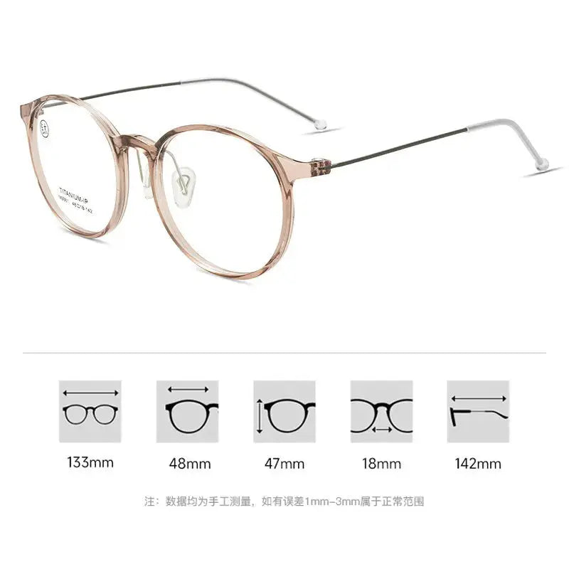 Women's Round Full Rim Titanium Prescription Glasses M9881 — view 3 | Rx Spectacle