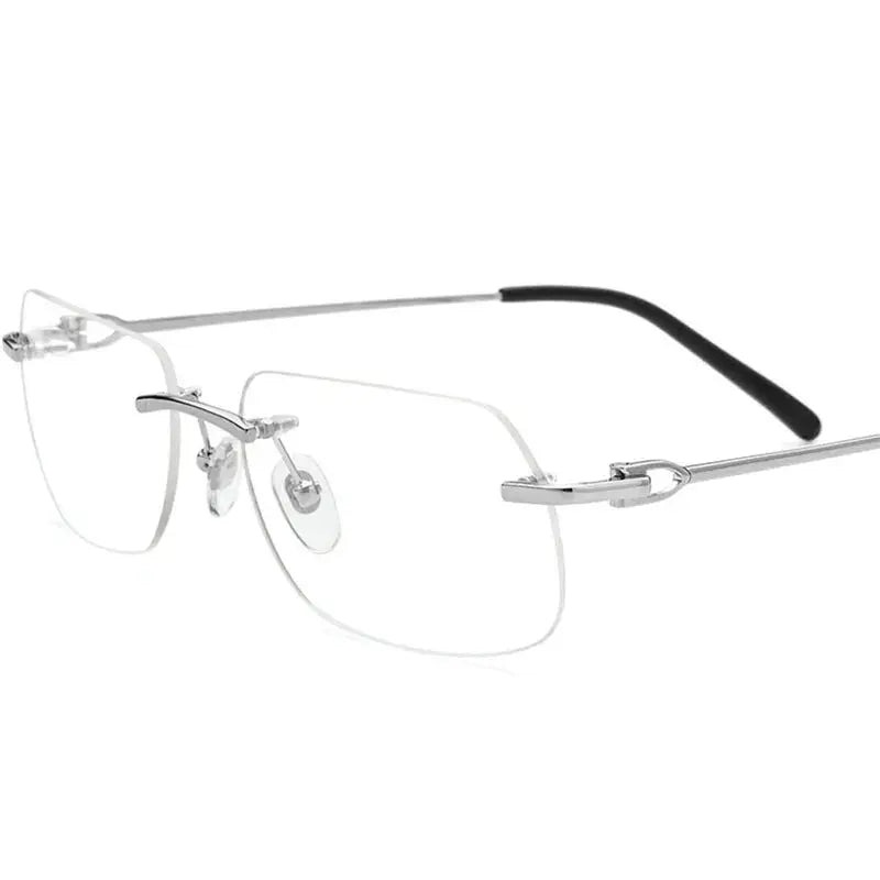 Men's Rectangular Rimless Titanium Prescription Glasses 150253 — view 4 | Rx Spectacle