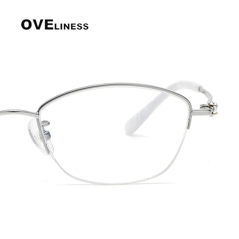 Women's Oval Semi-Rimless Titanium Prescription Glasses 6017 — view 3 | Rx Spectacle