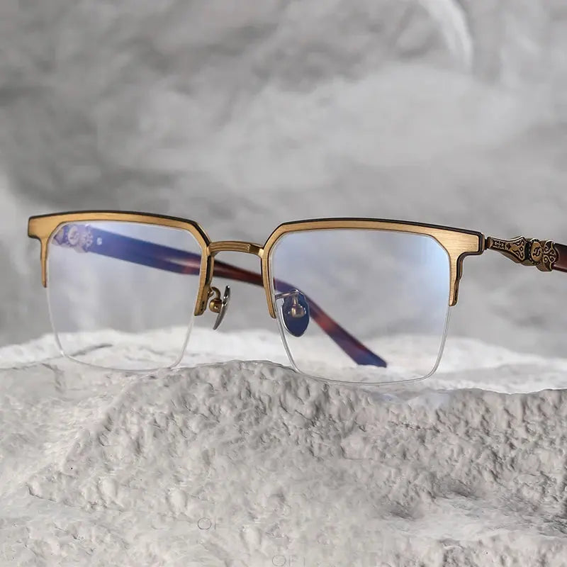 Unisex Square Semi-Rimless Titanium Prescription Glasses 46860 — view 1 | Rx Spectacle