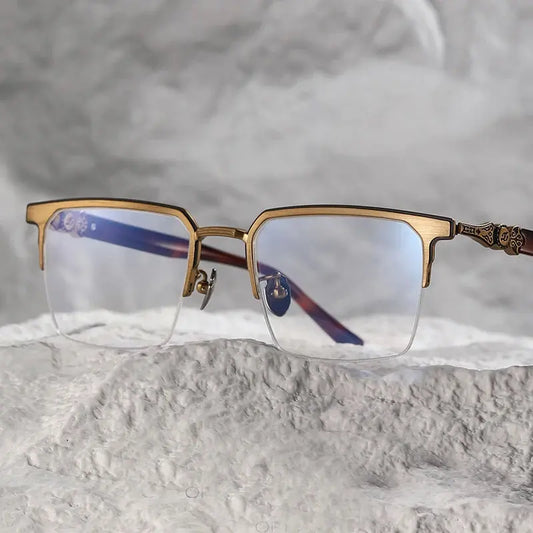 Unisex Square Semi-Rimless Titanium Prescription Glasses 46860 — view 1 | Rx Spectacle