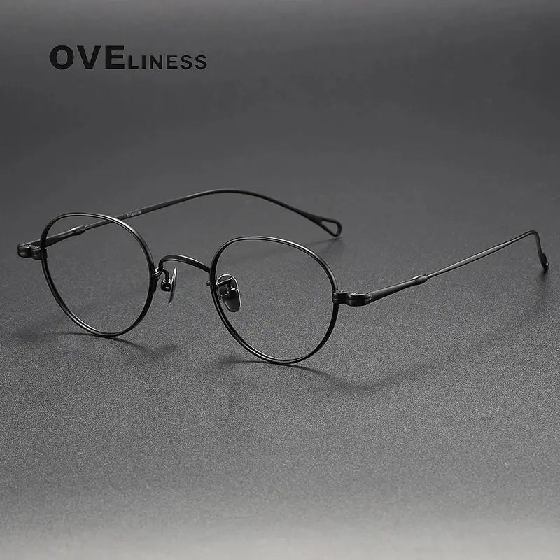 Unisex Oval Full Rim Titanium Prescription Glasses M002 — view 9 | Rx Spectacle