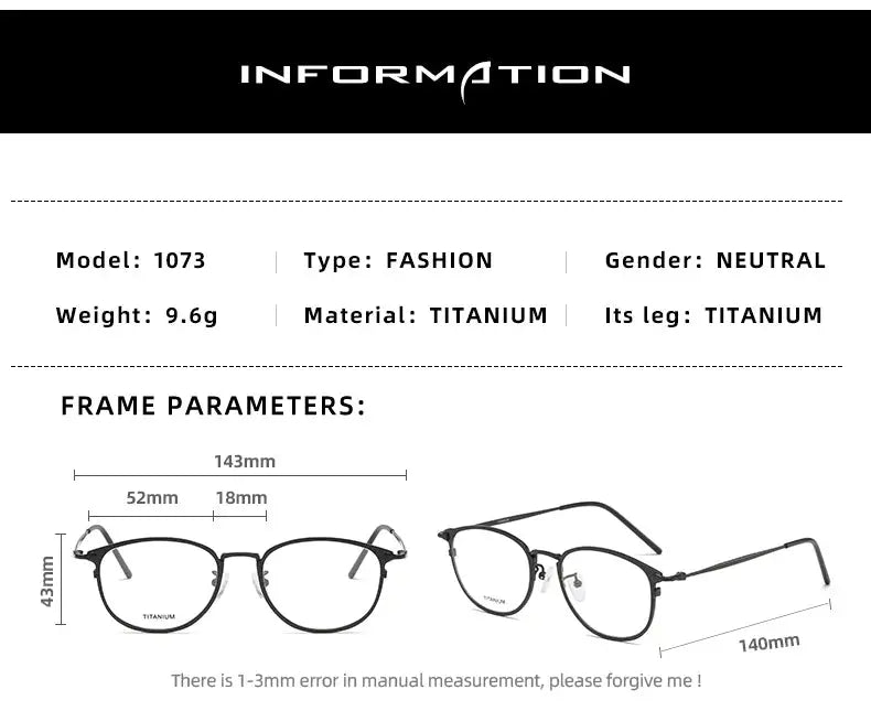 Unisex Round Full Rim Titanium Prescription Glasses J1073 — view 9 | Rx Spectacle