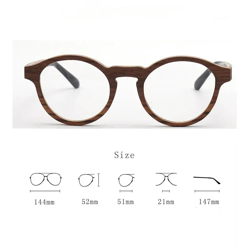 Unisex Round Full Rim Wood Prescription Glasses 5329 — view 2 | Rx Spectacle