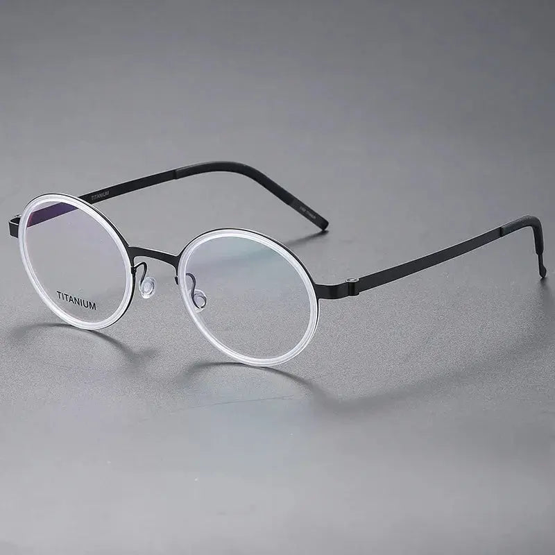 Women's Round Full Rim Titanium Screwless Prescription Glasses 49707 — view 8 | Rx Spectacle