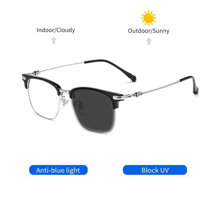 Unisex Square Full Rim Titanium Reading Glasses 8366 — view 5 | Rx Spectacle