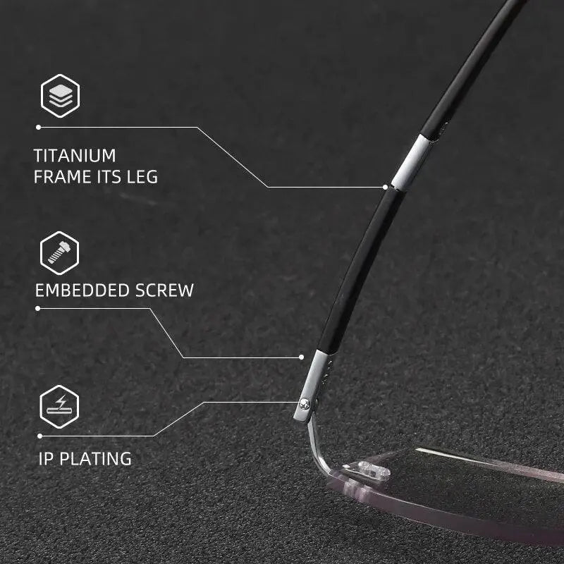 Unisex Square Rimless Titanium Prescription Glasses Y063 — view 3 | Rx Spectacle