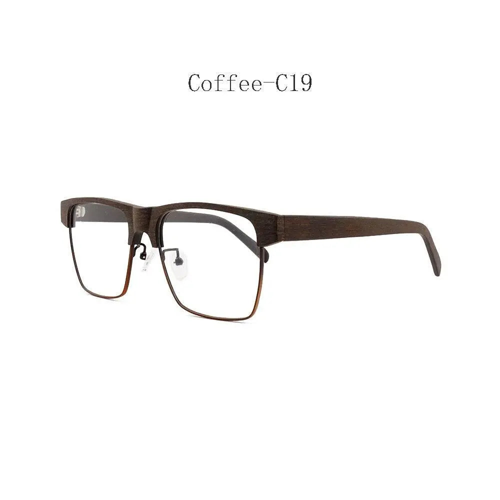 Men's Square Full Rim Wood Prescription Glasses 6252 — view 4 | Rx Spectacle