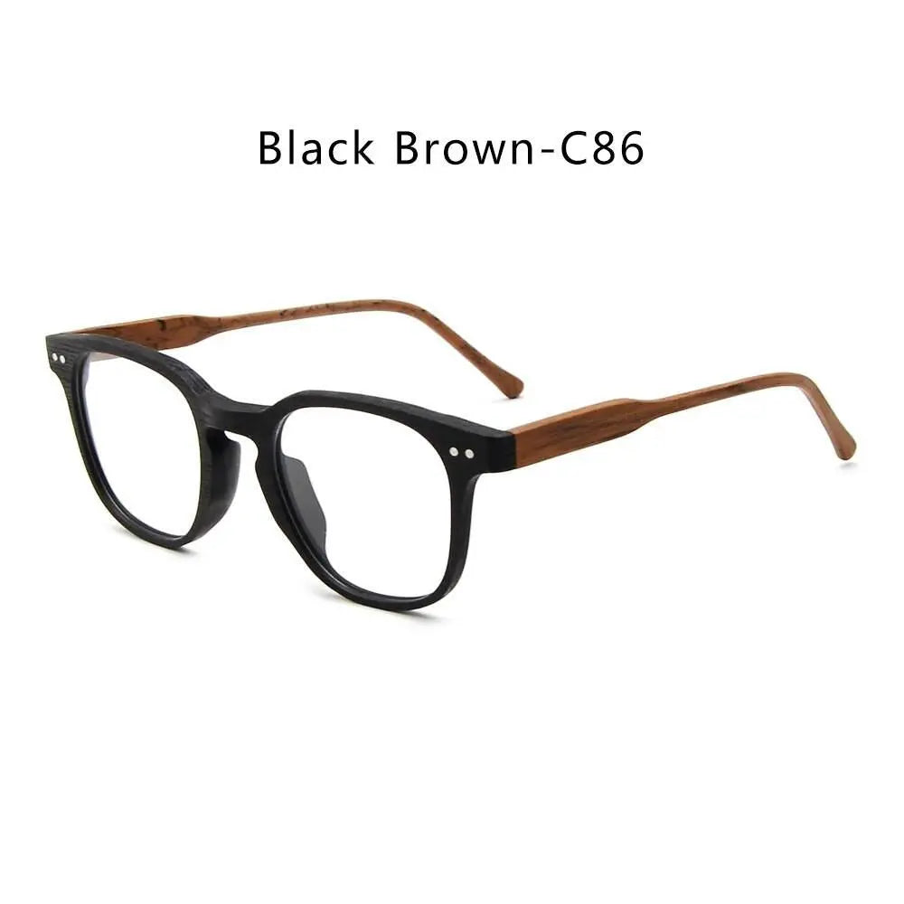Men's Square Full Rim Wood Prescription Glasses M9205 — view 3 | Rx Spectacle