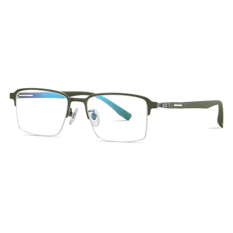 Men's Square Semi-Rimless Titanium Oversized Prescription Glasses 62089 — view 6 | Rx Spectacle