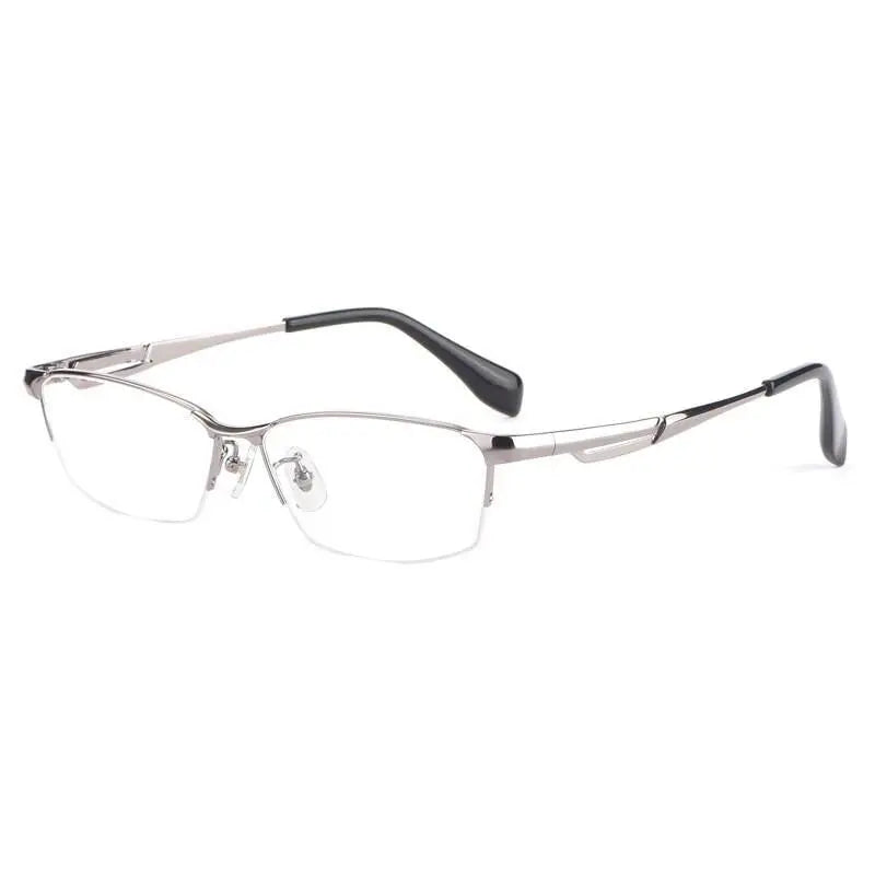 Men's Rectangular Semi-Rimless Titanium Prescription Glasses E85759 — view 7 | Rx Spectacle