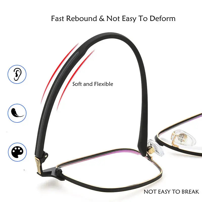 Unisex Square Full Rim Alloy Reading Glasses 33999 — view 4 | Rx Spectacle