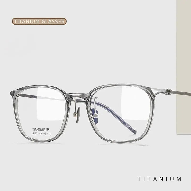 Unisex Square Full Rim Titanium Prescription Glasses L9107 — view 11 | Rx Spectacle