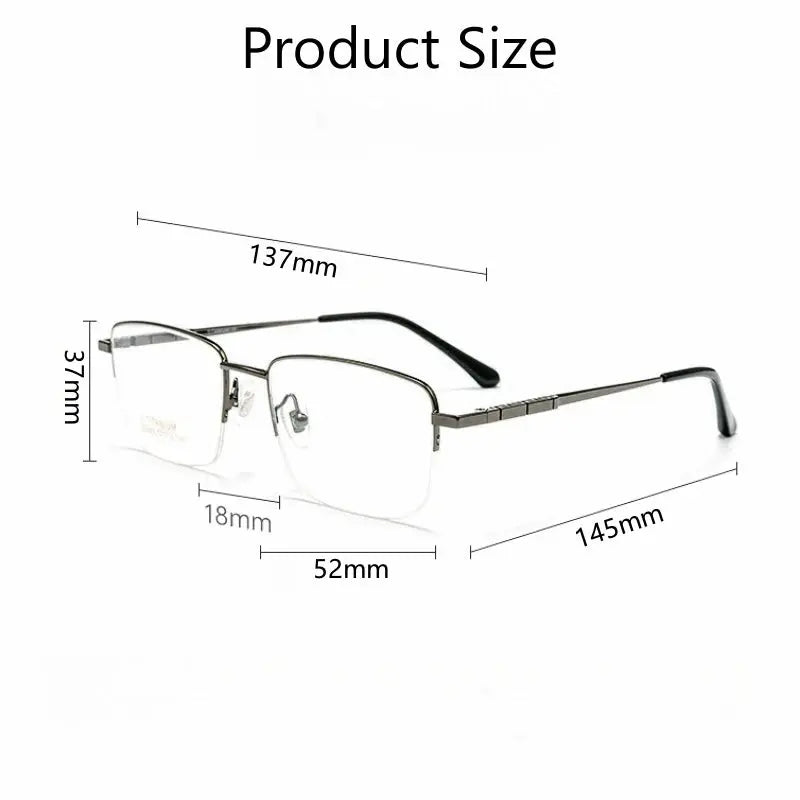 Women's Square Semi-Rimless Titanium Prescription Glasses 69902 — view 2 | Rx Spectacle