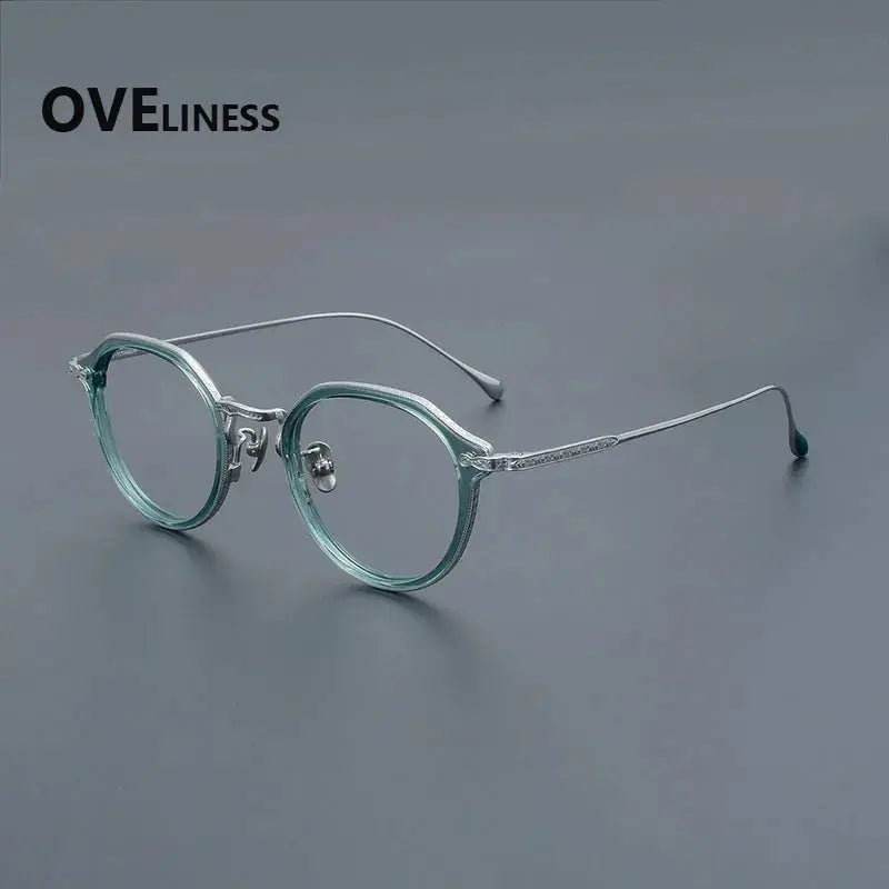 Unisex Oval Full Rim Titanium Flat Top Prescription Glasses 92209 — view 3 | Rx Spectacle