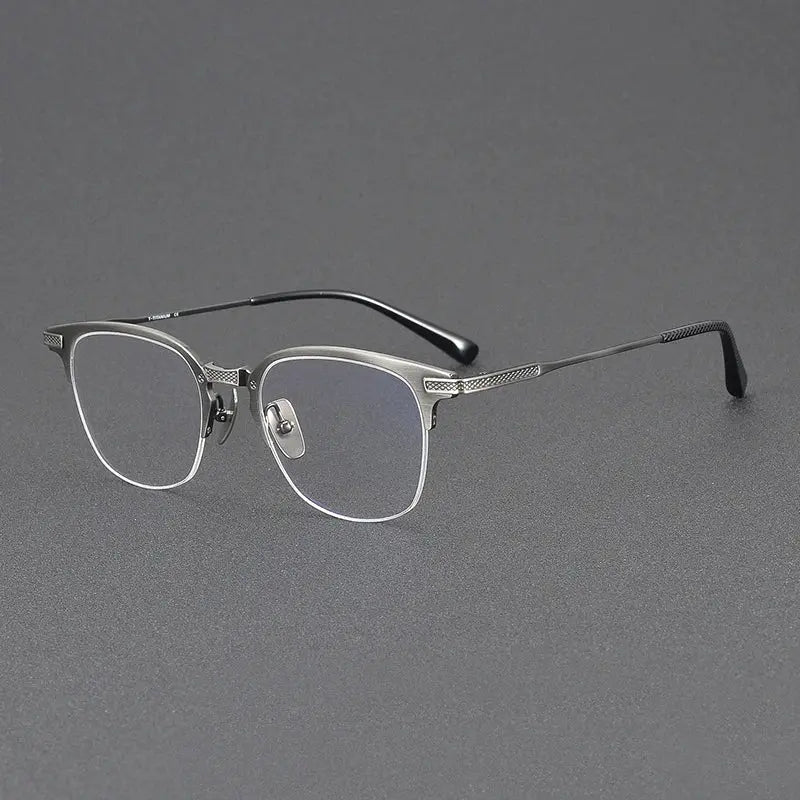 Unisex Square Semi-Rimless Titanium Oversized Prescription Glasses 396424 — view 3 | Rx Spectacle