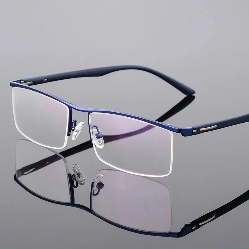 Men's Browline Semi-Rimless Titanium Prescription Glasses 48831 — view 6 | Rx Spectacle