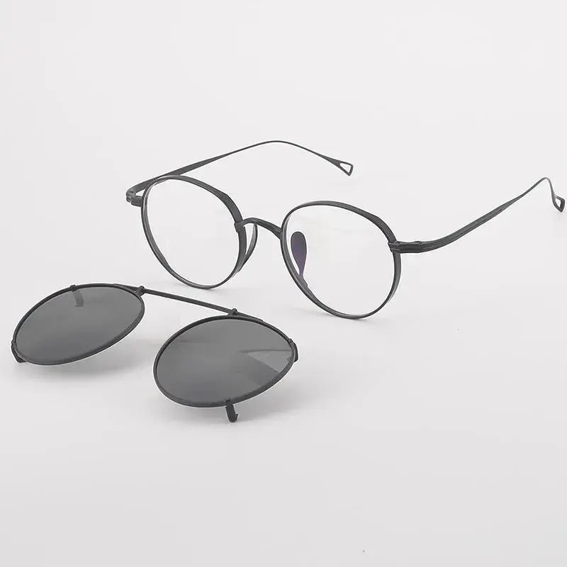 Unisex Round Full Rim Titanium Clip-On Prescription Glasses 396113 — view 1 | Rx Spectacle