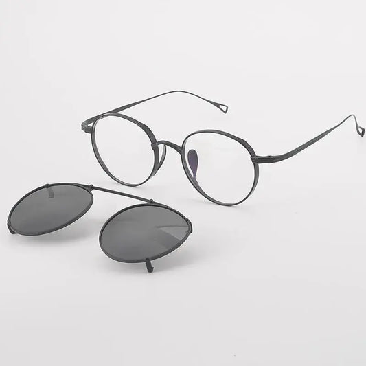 Unisex Round Full Rim Titanium Clip-On Prescription Glasses 396113 — view 1 | Rx Spectacle
