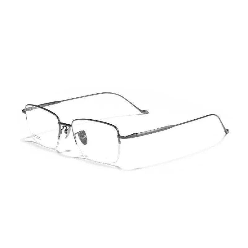 Men's Polygon Semi-Rimless Titanium Prescription Glasses 220420 — view 5 | Rx Spectacle
