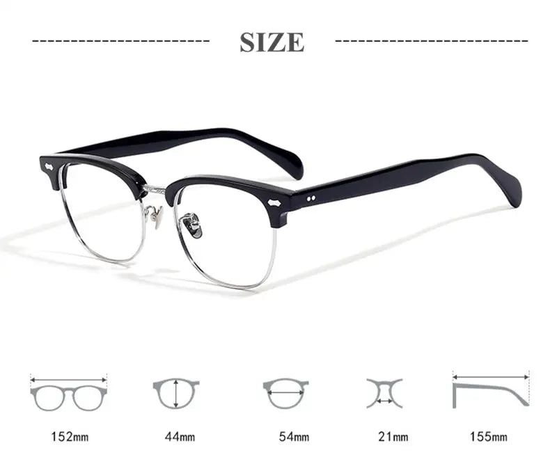 Unisex Square Full Rim Titanium Oversized Prescription Glasses 49010 — view 2 | Rx Spectacle