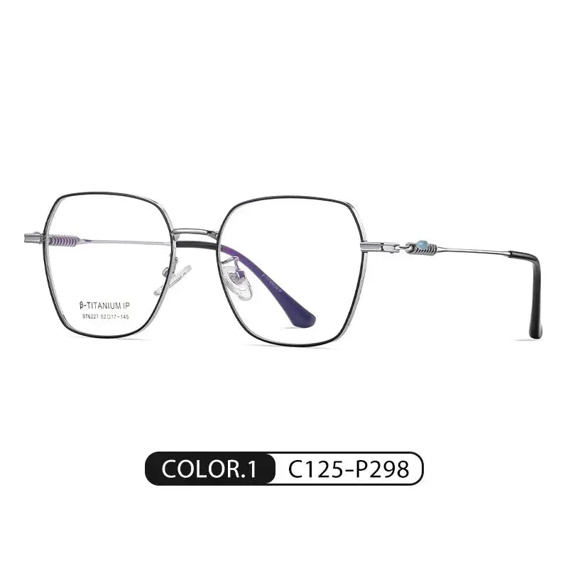 Women's Polygon Full Rim Titanium Flat Top Prescription Glasses 6227 — view 4 | Rx Spectacle