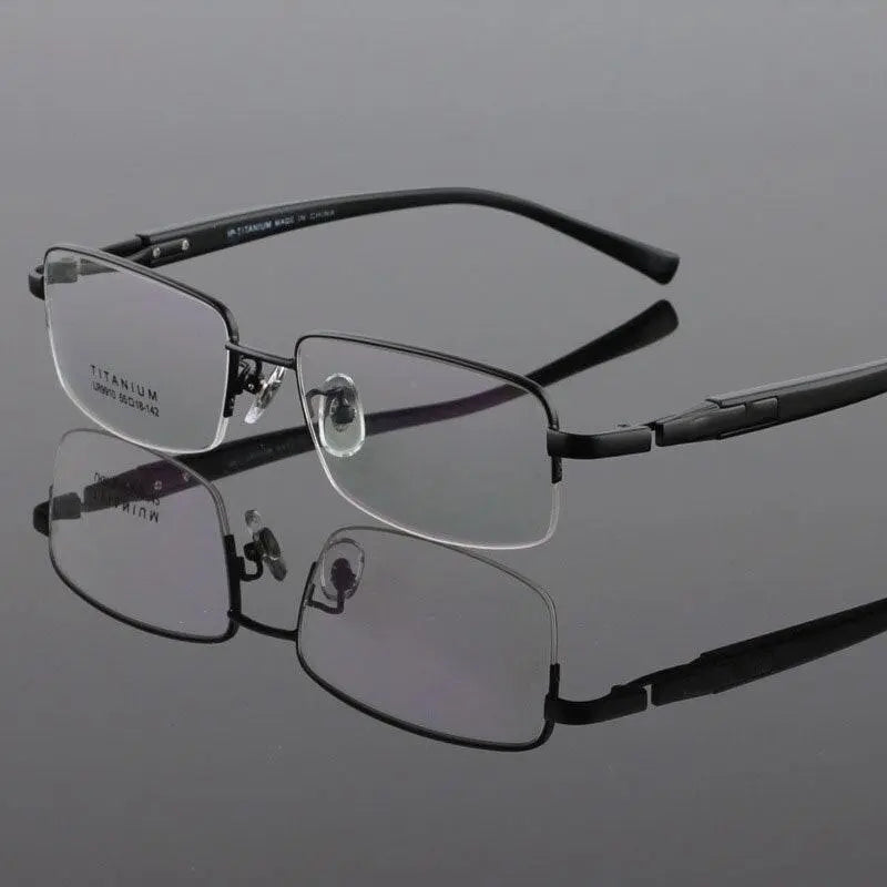 Men's Square Semi-Rimless Titanium Prescription Glasses Lr9910 — view 2 | Rx Spectacle