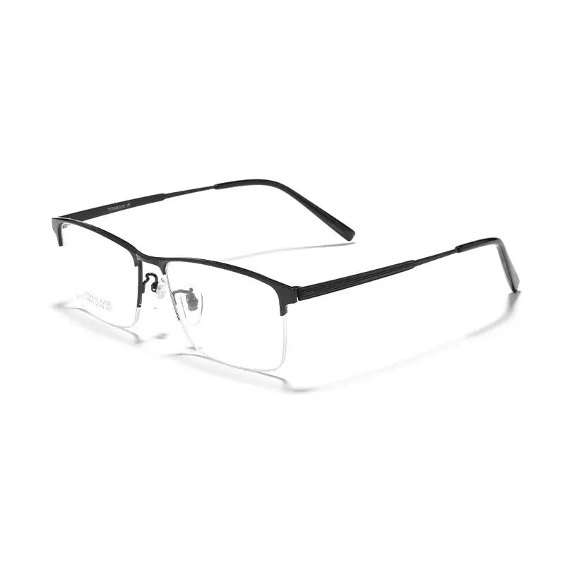 Men's Square Semi-Rimless Titanium Prescription Glasses 89579 — view 5 | Rx Spectacle