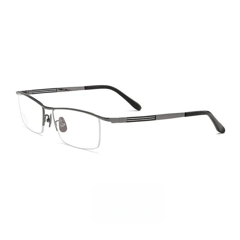 Unisex Square Semi-Rimless Titanium Prescription Glasses 80015 — view 6 | Rx Spectacle