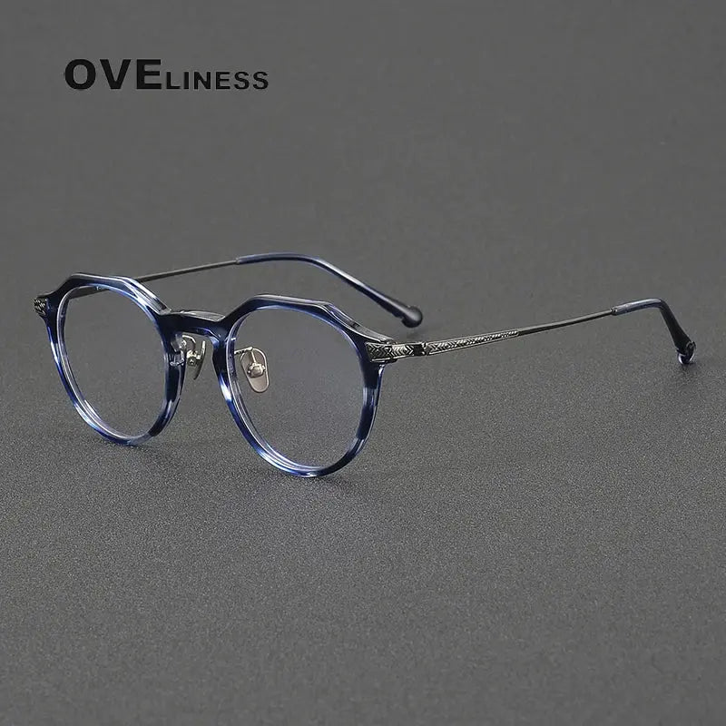 Women's Oval Full Rim Titanium Flat Top Prescription Glasses 322402 — view 3 | Rx Spectacle
