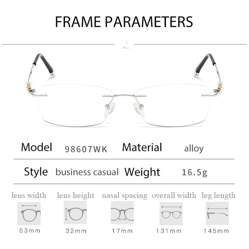 Women's Oval Rimless Alloy Prescription Glasses 98607 — view 4 | Rx Spectacle