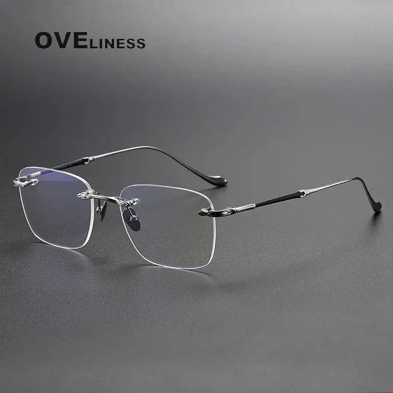 Women's Square Rimless Titanium Prescription Glasses 380956 — view 6 | Rx Spectacle