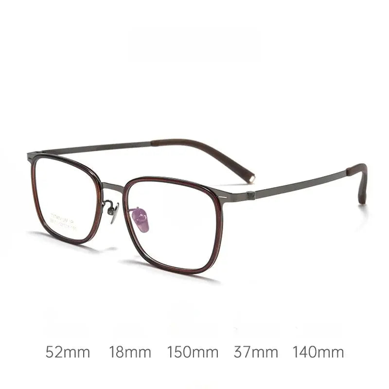 Unisex Square Full Rim Titanium Prescription Glasses 26031 — view 3 | Rx Spectacle