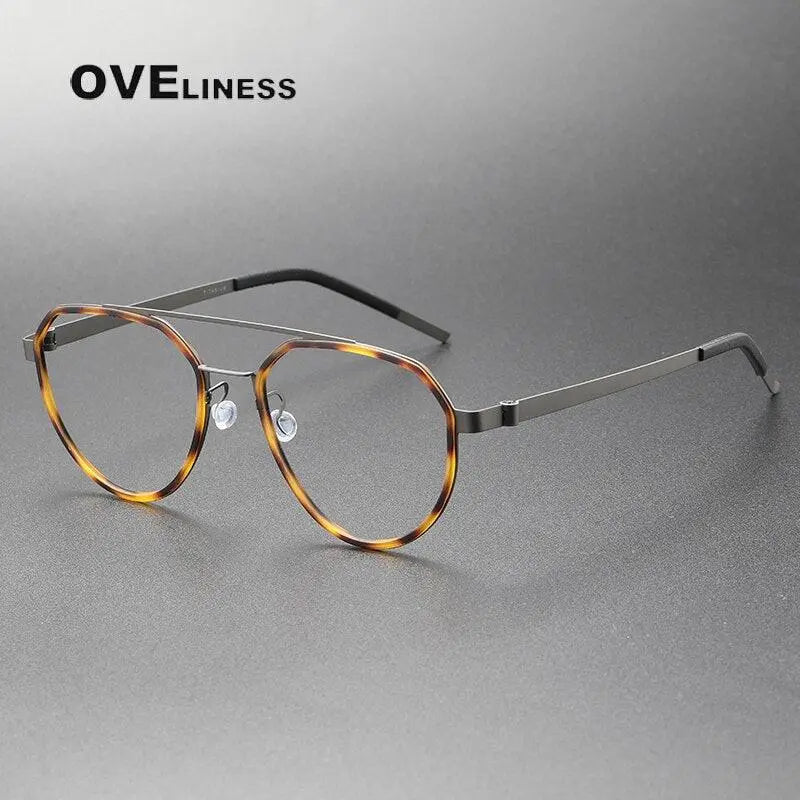 Unisex Round Full Rim Titanium Double Bridge Prescription Glasses 9745 — view 5 | Rx Spectacle