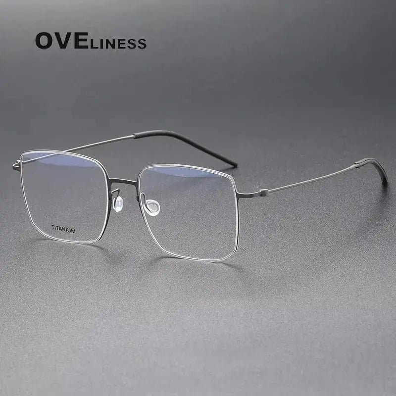 Square Semi-Rimless Titanium Prescription Glasses 65511 — view 4 | Rx Spectacle