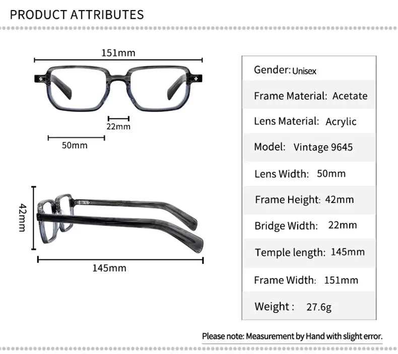 Unisex Square Full Rim Acetate Oversized Prescription Glasses 639645 — view 2 | Rx Spectacle