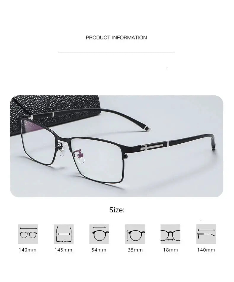 Unisex Square Full Rim Titanium Prescription Glasses 456235 — view 3 | Rx Spectacle
