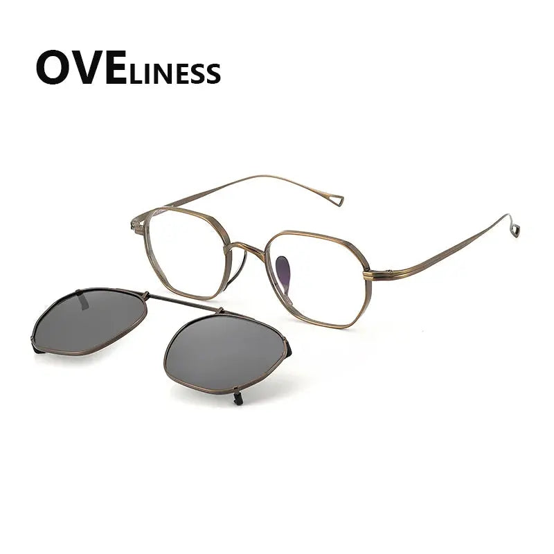 Women's Square Full Rim Titanium Clip-On Prescription Glasses — view 4 | Rx Spectacle