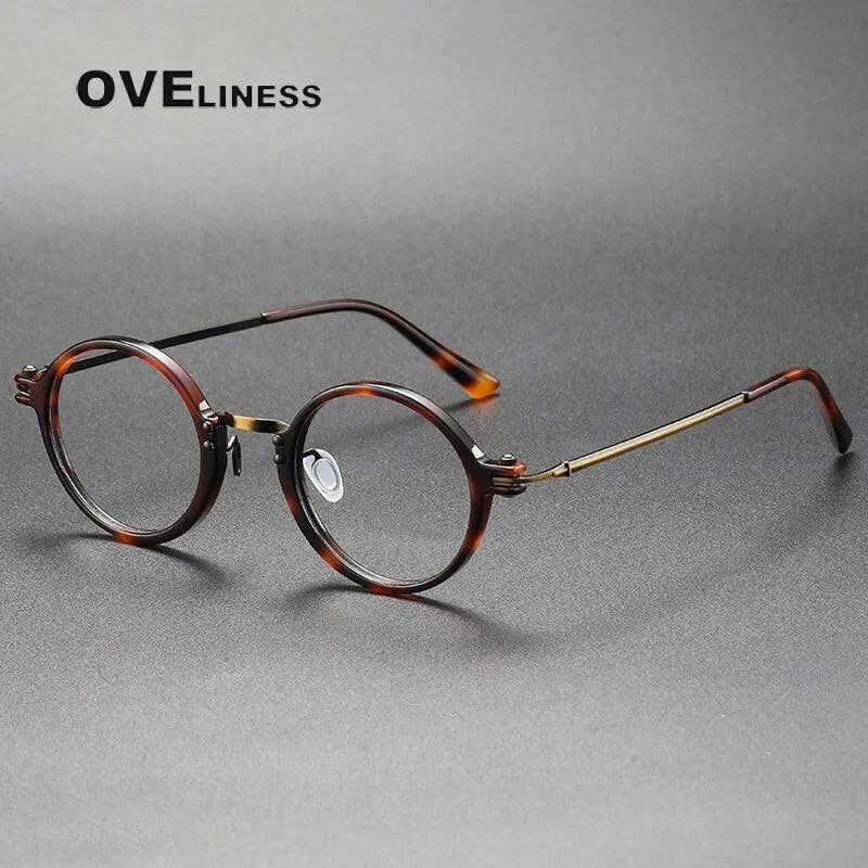 Unisex Round Full Rim Titanium Prescription Glasses 5866 — view 3 | Rx Spectacle