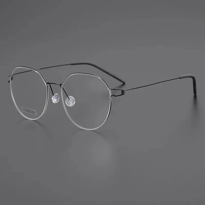 Women's Round Full Rim Titanium Flat Top Prescription Glasses 64135 — view 6 | Rx Spectacle