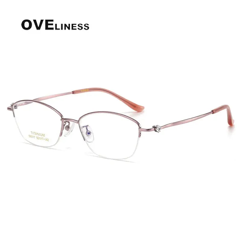 Women's Oval Semi-Rimless Titanium Prescription Glasses 6017 — view 9 | Rx Spectacle