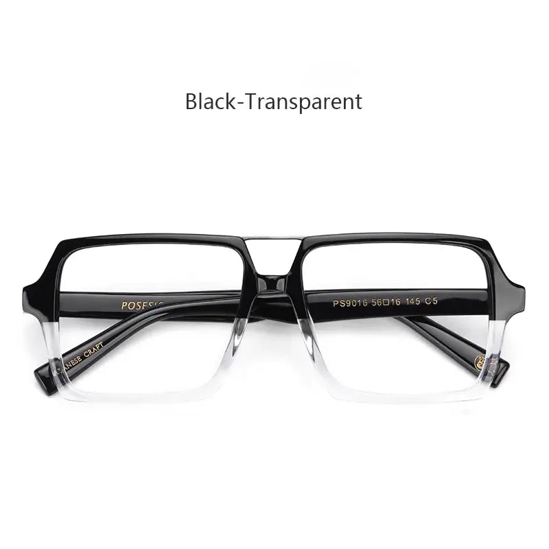 Square Semi-Rimless Acetate Double Bridge Prescription Glasses 901600 — view 3 | Rx Spectacle