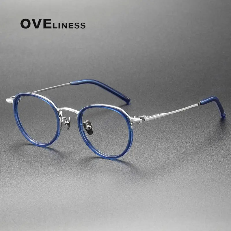 Unisex Round Full Rim Titanium Prescription Glasses M43 — view 6 | Rx Spectacle