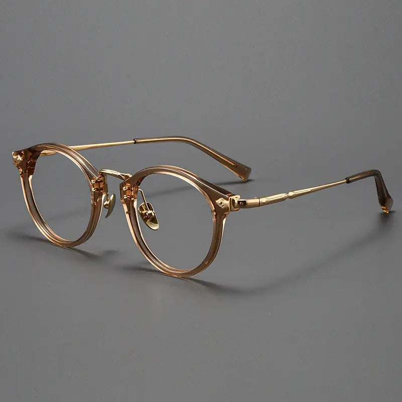 Unisex Round Full Rim Titanium Prescription Glasses Y2055 — view 6 | Rx Spectacle