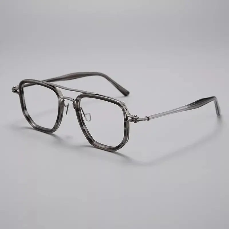 Men's Square Full Rim Titanium Double Bridge Prescription Glasses 586700 — view 4 | Rx Spectacle